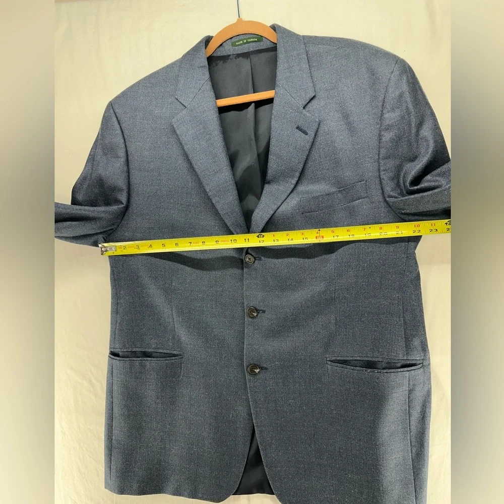 Lauren Ralph Lauren Mens Blazer Blue Herringbone‎ Silk Wool 46R Sport Coat